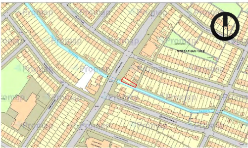 Land, in Land and river bank at 123 Streatham Vale, £5,000