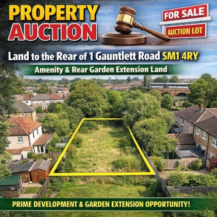 Land, in amenity land to the rear of 1 Gauntlett Road, £5,000