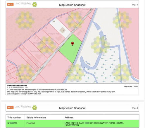 Land, in Versatile Land on East Side of Broadwater Road, £250,000